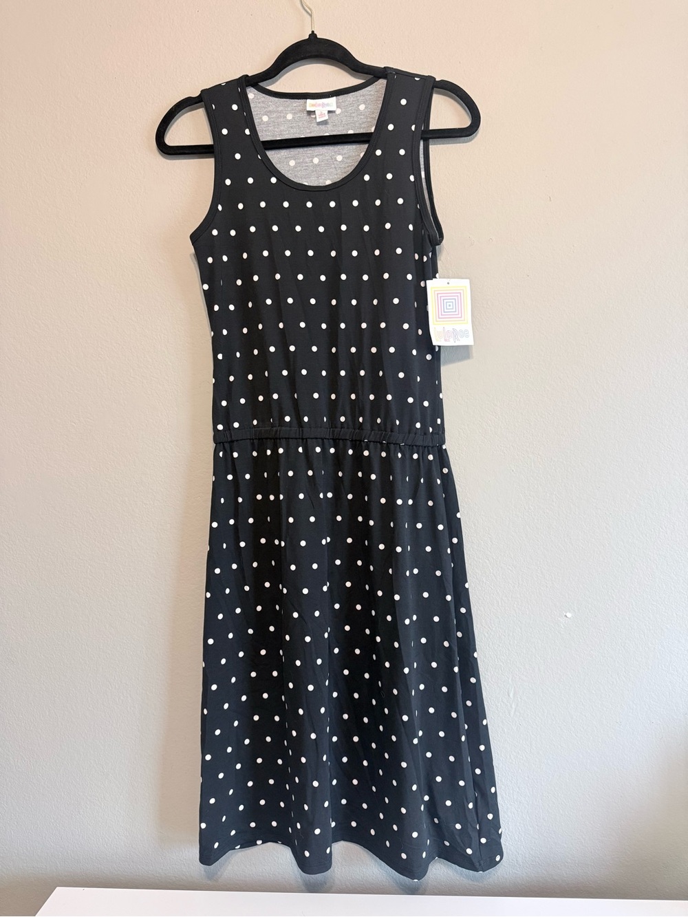 LuLaRoe Black Dress with White Polka Dots